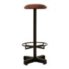 Australis Round Brown Leather Bar Stool With Iron Base