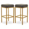 Baino Dark Grey Leather Bar Stools With Gold Legs In A Pair