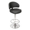 Casino Black Leather Bar Stool With Chrome Base