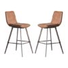 Palmer Brown Faux Leather Bar Stools In Pair