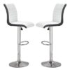 Ritz White And Black Faux Leather Bar Stools In Pair