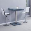 Topaz Glass Grey Gloss Bar Table 2 Ritz White Grey Stools