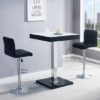 Topaz Glass White Black Gloss Bar Table 2 Coco Black Stools