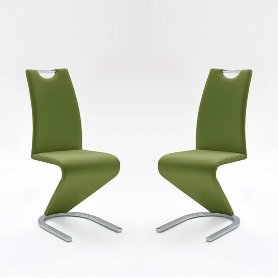 Amado Dining Chair In Olive Faux Leather In A Pair