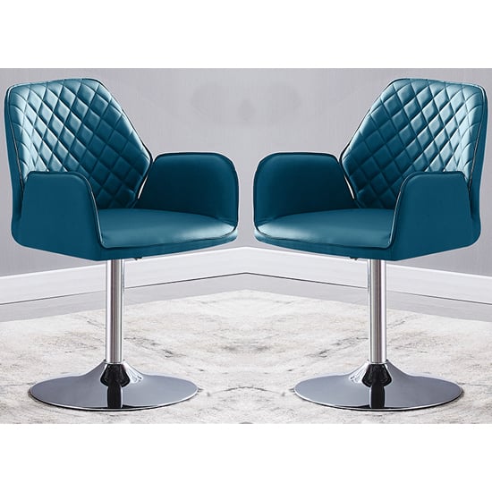 Bucketeer Teal Faux Leather Dining Chairs In Pair