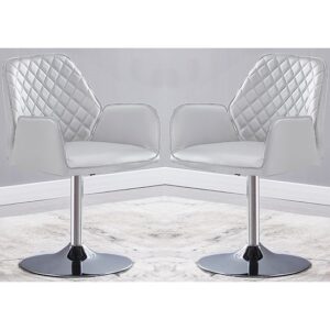 Bucketeer White Faux Leather Dining Chairs In Pair