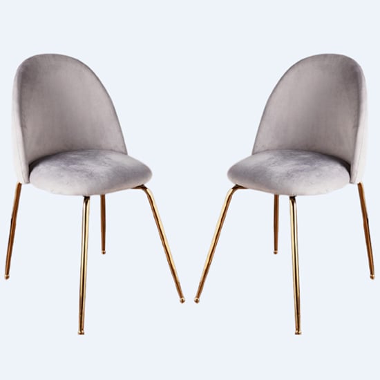 Coonan Grey Velvet Dining Chairs With Gold Legs In A Pair