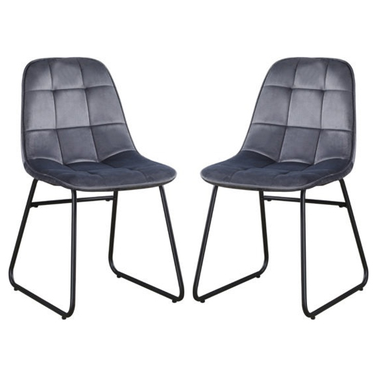 Lyster Grey Velvet Dining Chairs In A Pair