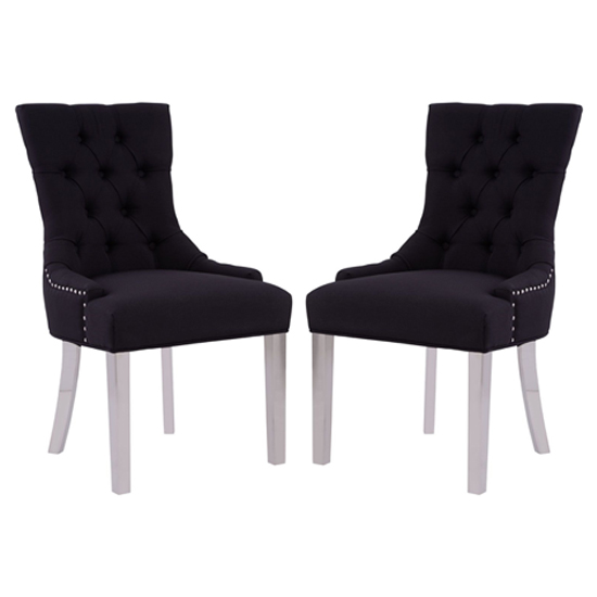 Mintaka Black Velvet Dining Chairs With Chrome Legs In A Pair