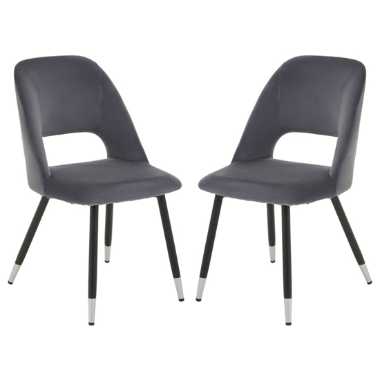 Warns Grey Velvet Dining Chairs With Silver Foottips In A Pair