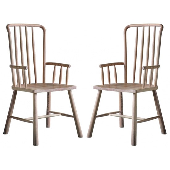 Wycombe Oak Wooden Carver Dining Chairs In Pair