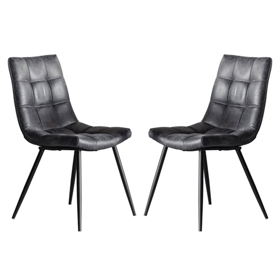 Danbury Grey Faux Leather Dining Chairs In Pair