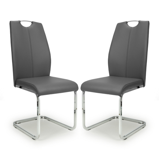 Towson Graphite Grey Leather Effect Dining Chairs In Pair