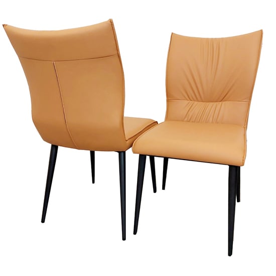 Ferndale Tan Faux Leather Dining Chairs In Pair