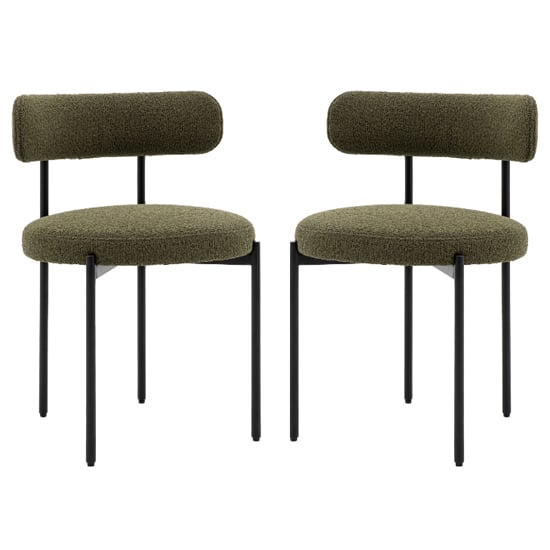 Arras Green Polyester Fabric Dining Chairs In Pair