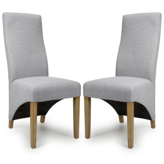 Basreh Light Grey Weave Fabric Dining Chairs In Pair