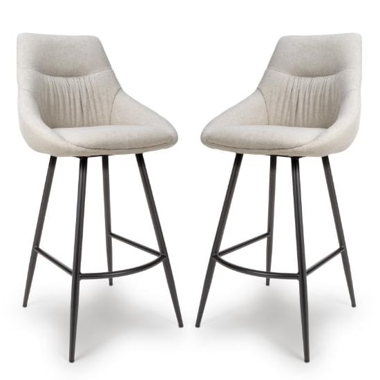 Buxton Natural Fabric Bar Chairs In Pair