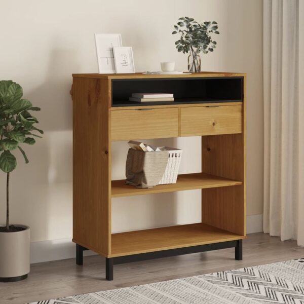 Buxton Wooden Bar Table With 2 Drawers In Brown Black