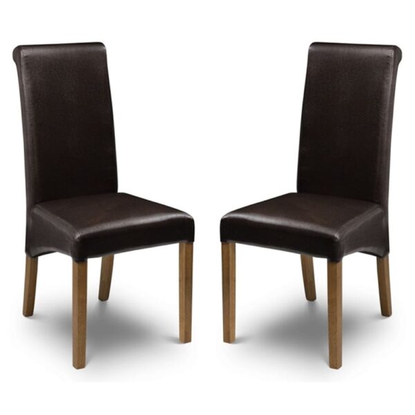 Cary Brown Faux Leather Dining Chairs In Pair