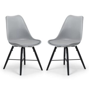 Kaili Dining Chair With Grey Seat And Black Legs In Pair