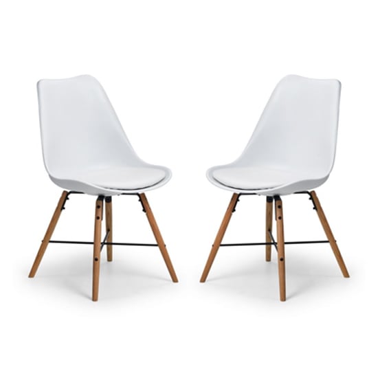 Kaili Dining Chair With White Seat And Oak Legs In Pair