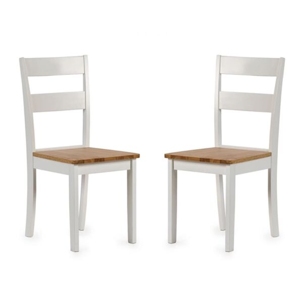 Lamar Light Oak And White Wooden Dining Chairs In Pair