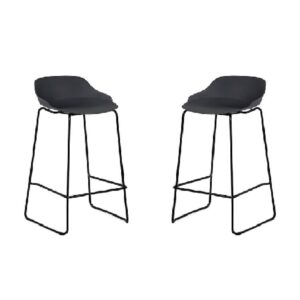 Racco Dark Grey Plastic Bar Stools With Metal Legs In Pair