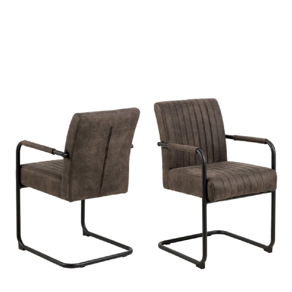 Alpine Anthracite Fabric Dining Chairs With Metal Frame In Pair