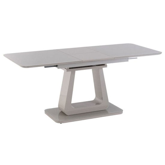 Calgene Extending Dining Table In Light Grey High Gloss