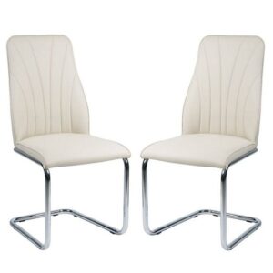 Irma Dining Chairs In Cream Faux Leather In A Pair