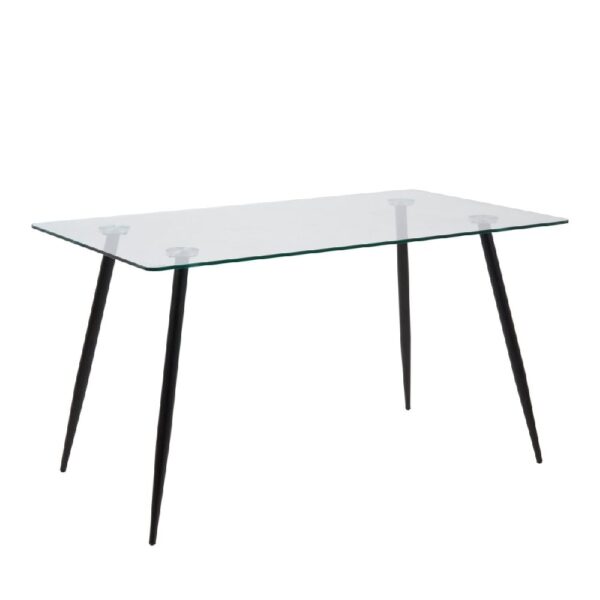 Warren Clear Glass Dining Table Rectangular With Black Legs