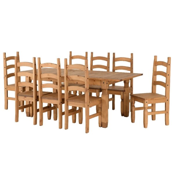 Central Wooden Extending Dining Table With 8 Oak Chairs