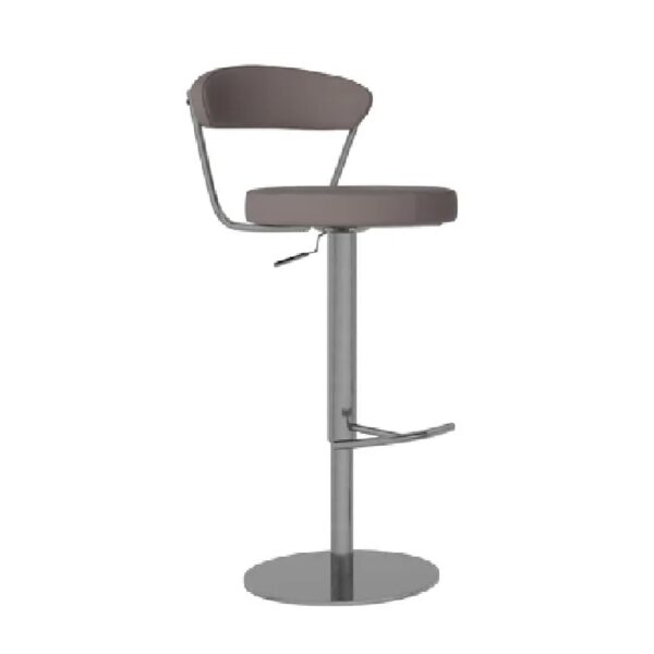 Glossop Leather Bar Stool With Chrome Base In Taupe