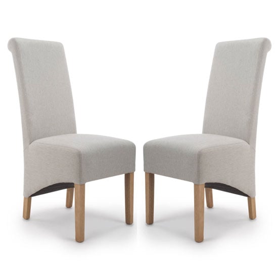 Kyoto Plain Cappuccino Fabric Dining Chairs With Oak Leg In Pair