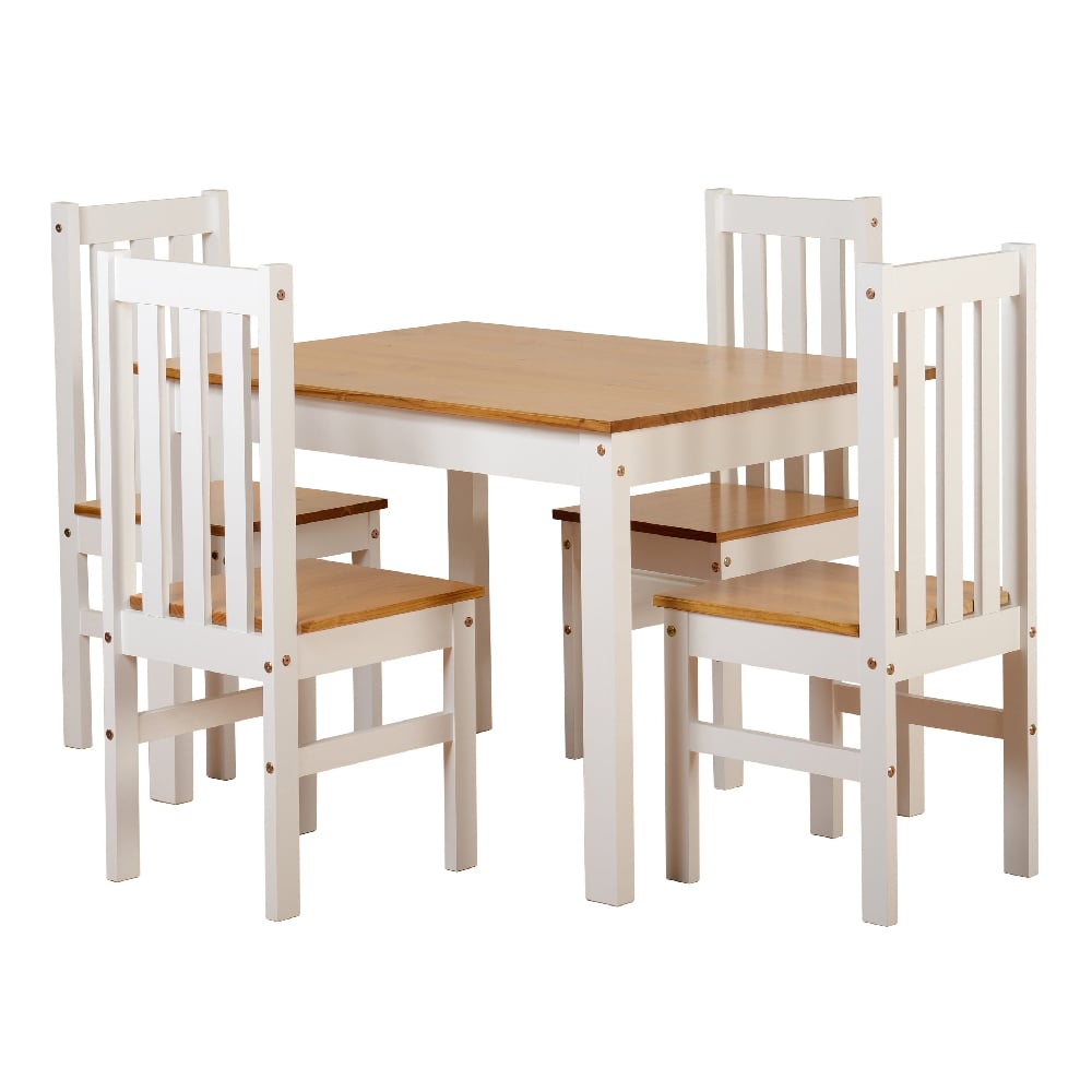 Ladkro Wooden Dining Table With 4 Chairs In White And Oak