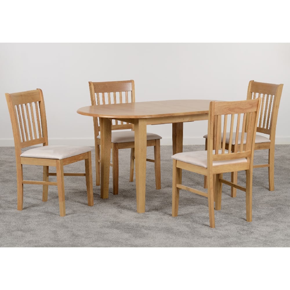 Olney Wooden Extending Dining Table With 4 Oak Chairs