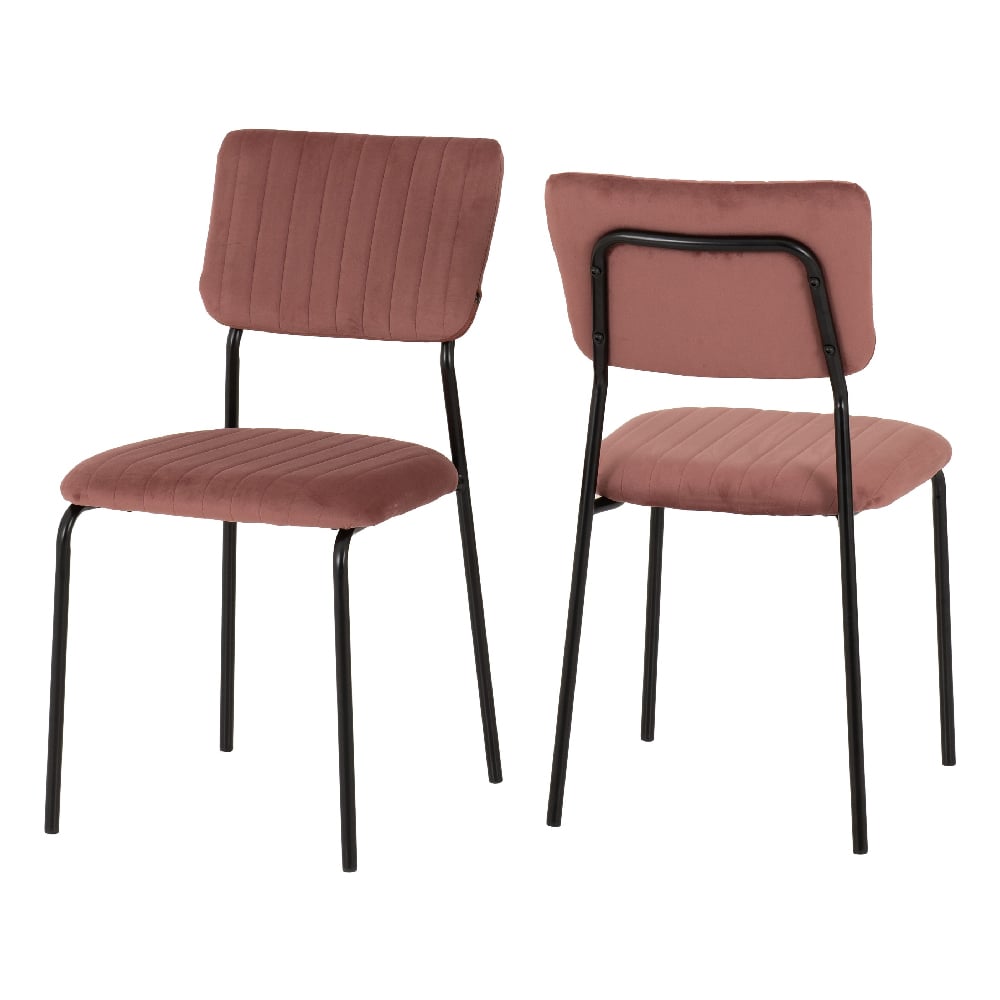 Sanur Dark Pink Velvet Dining Chairs In Pair