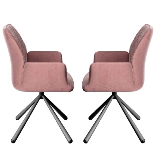 Zekrot Pink Fabric Dining Chairs With Metal Legs In Pair