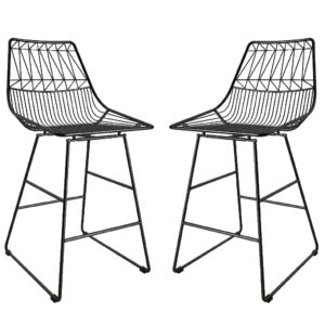 Auckland Black Metal Bar Chairs In Pair