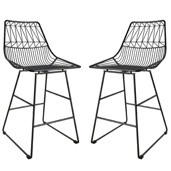 Auckland Black Metal Bar Chairs In Pair