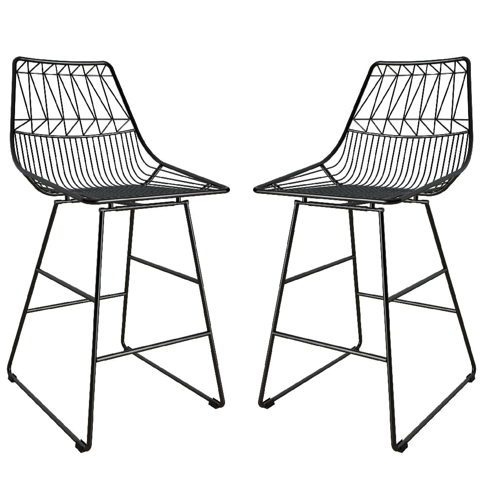 Auckland Black Metal Bar Chairs In Pair