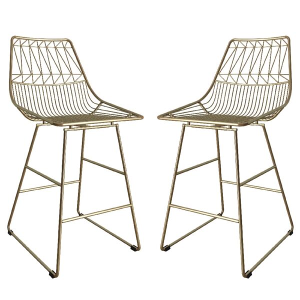 Auckland Gold Metal Bar Chairs In Pair