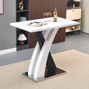 Axara High Gloss Bar Table Rectangular In White And Black