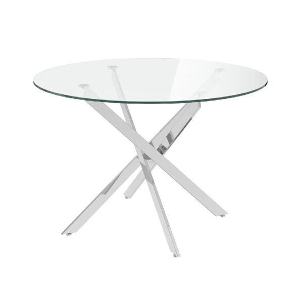 Calve Clear Glass Round Dining Table With Chrome Legs