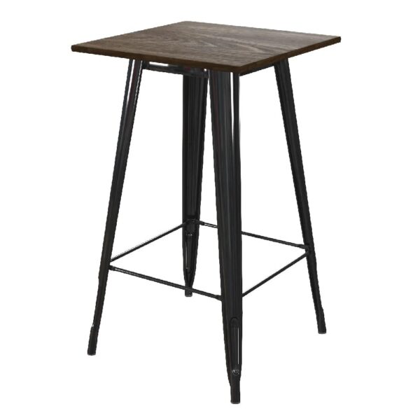 Findlay Wooden Square Bar Table With Black Legs In Brown