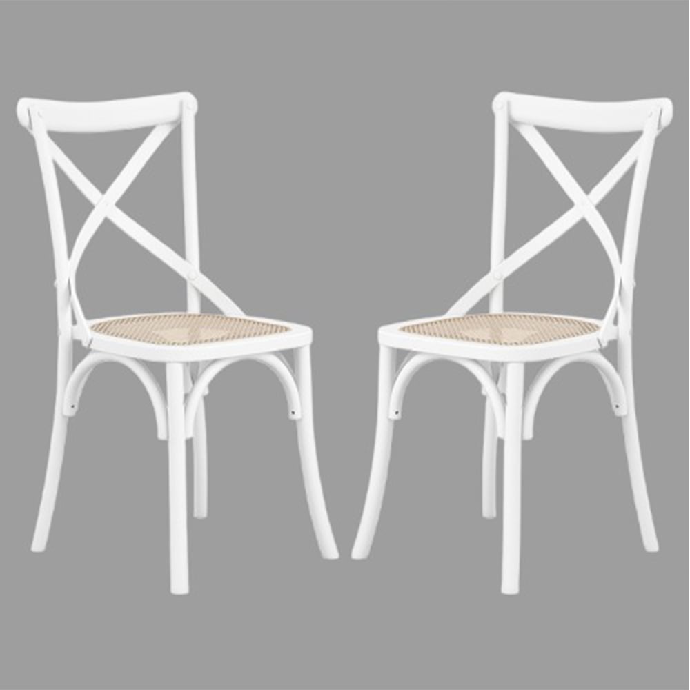 Flint White Wooden Dining Chairs In Pair