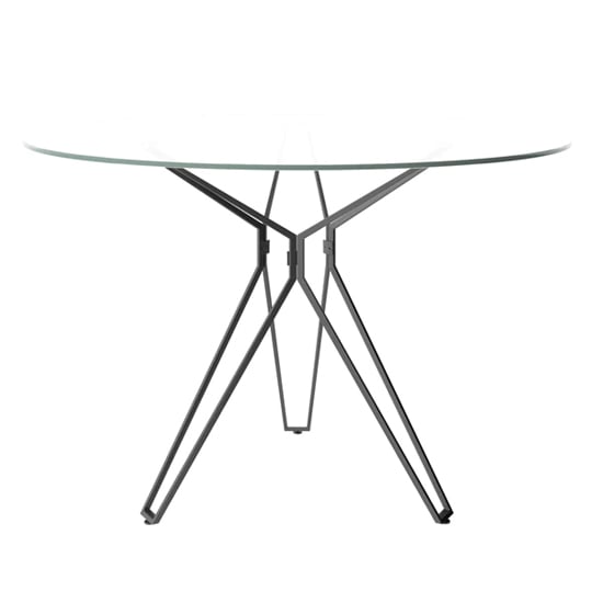 Shimotoda Clear Glass Round Dining Table With Grey Legs