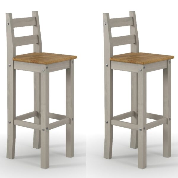 Consett Grey And Oak Wooden Bar Chairs In Pair