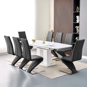 Genisimo Large Gloss Extending Dining Table 8 Demi Z Black Chairs