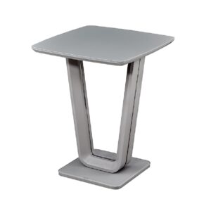 Langley Wooden Bar Table With Glass Top In Grey